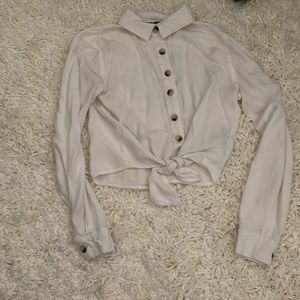Cropped button down blouse